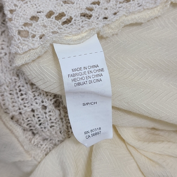 LUCKY BRAND Cream Open Weave Knit Long Sleeve Cotton Sweater Women's Size S - Picture 12 of 13